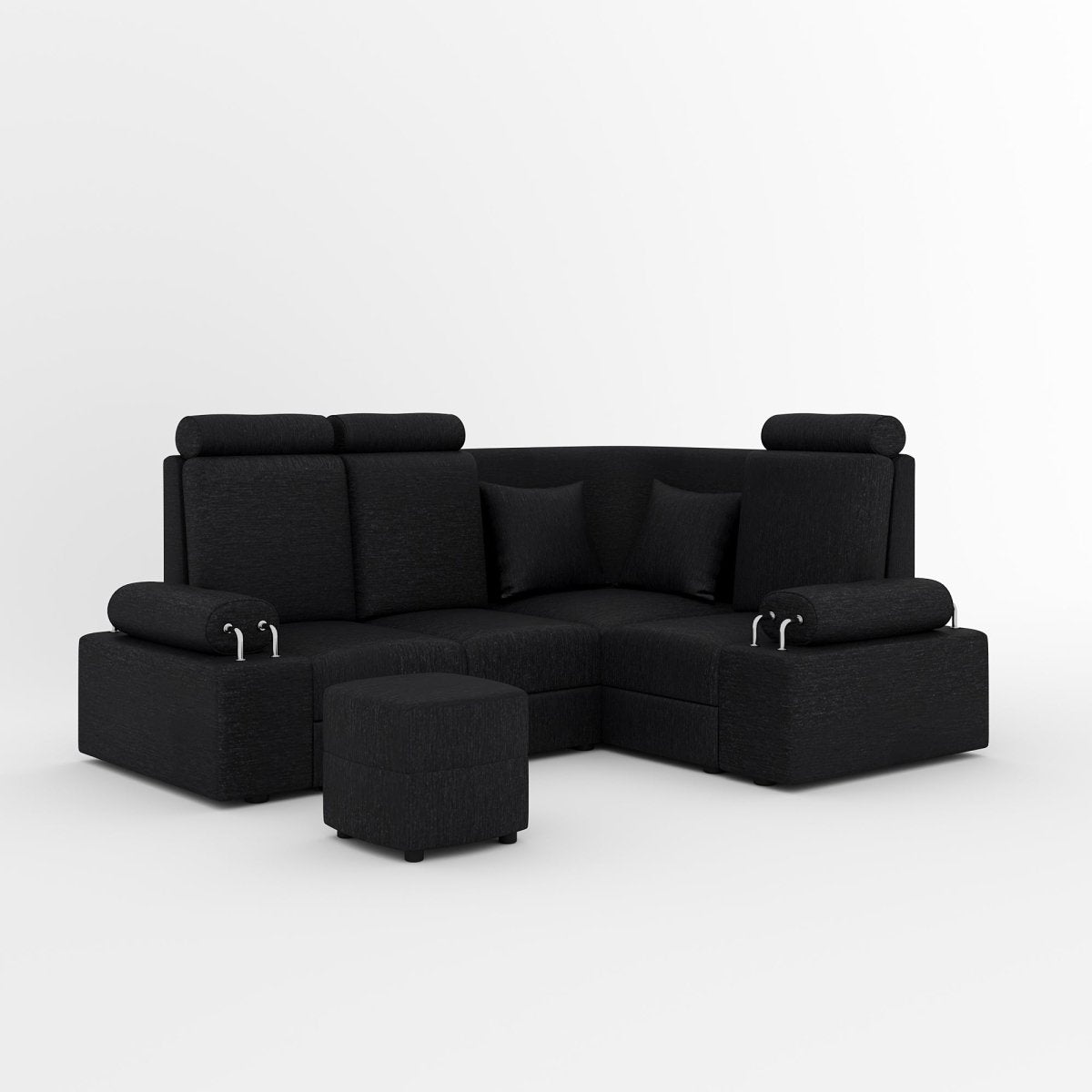 L Shape Corner Mini Sofa Series [Steel Handles] with Curved Box Moda - Sekar Lifestyle