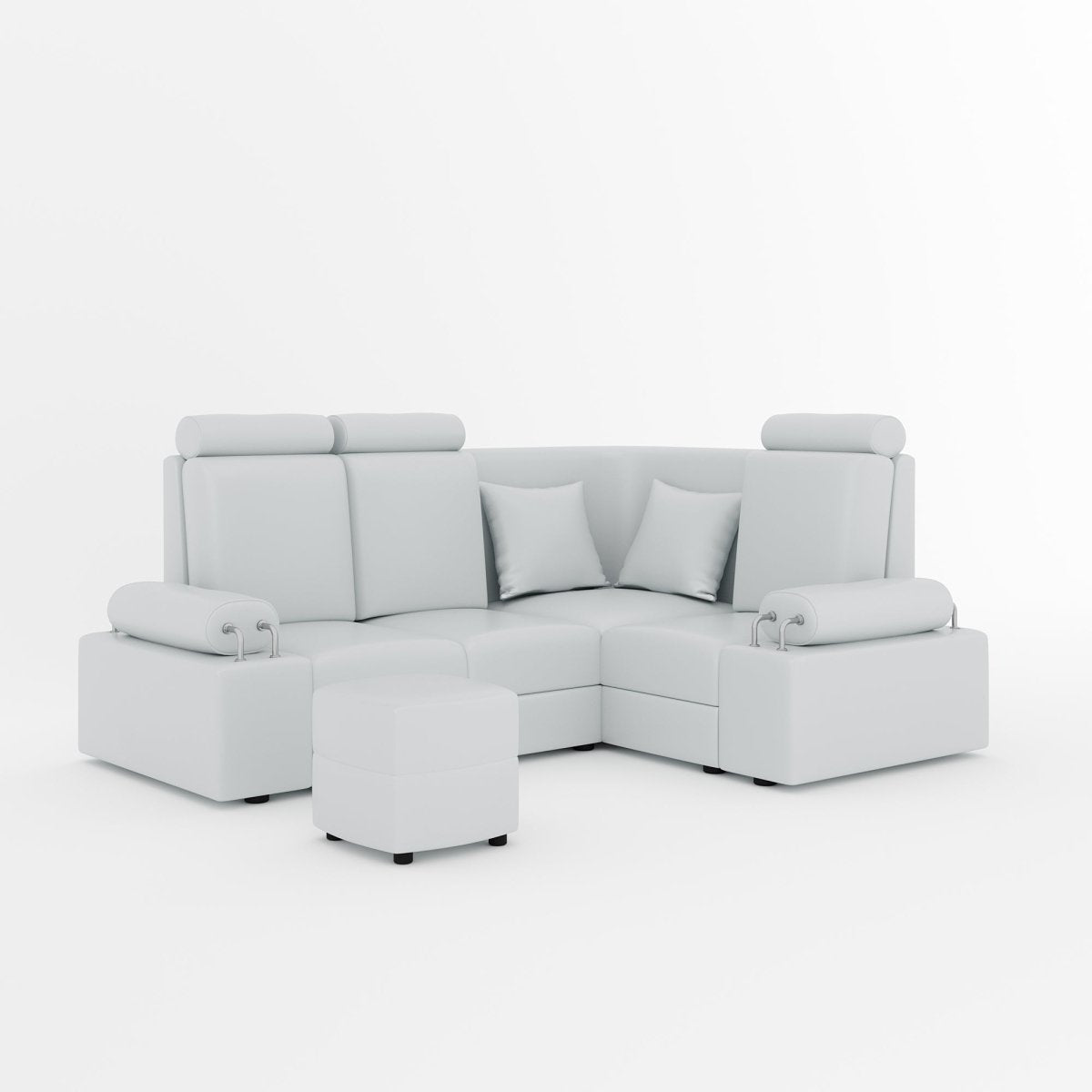 L Shape Corner Mini Sofa Series [Steel Handles] with Curved Box Moda - Sekar Lifestyle