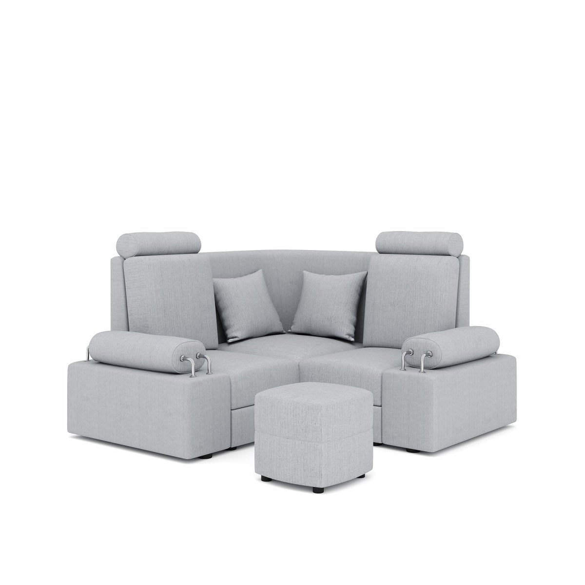 L Shape Corner Mini Sofa Series [Steel Handles] with Curved Box Moda - Sekar Lifestyle