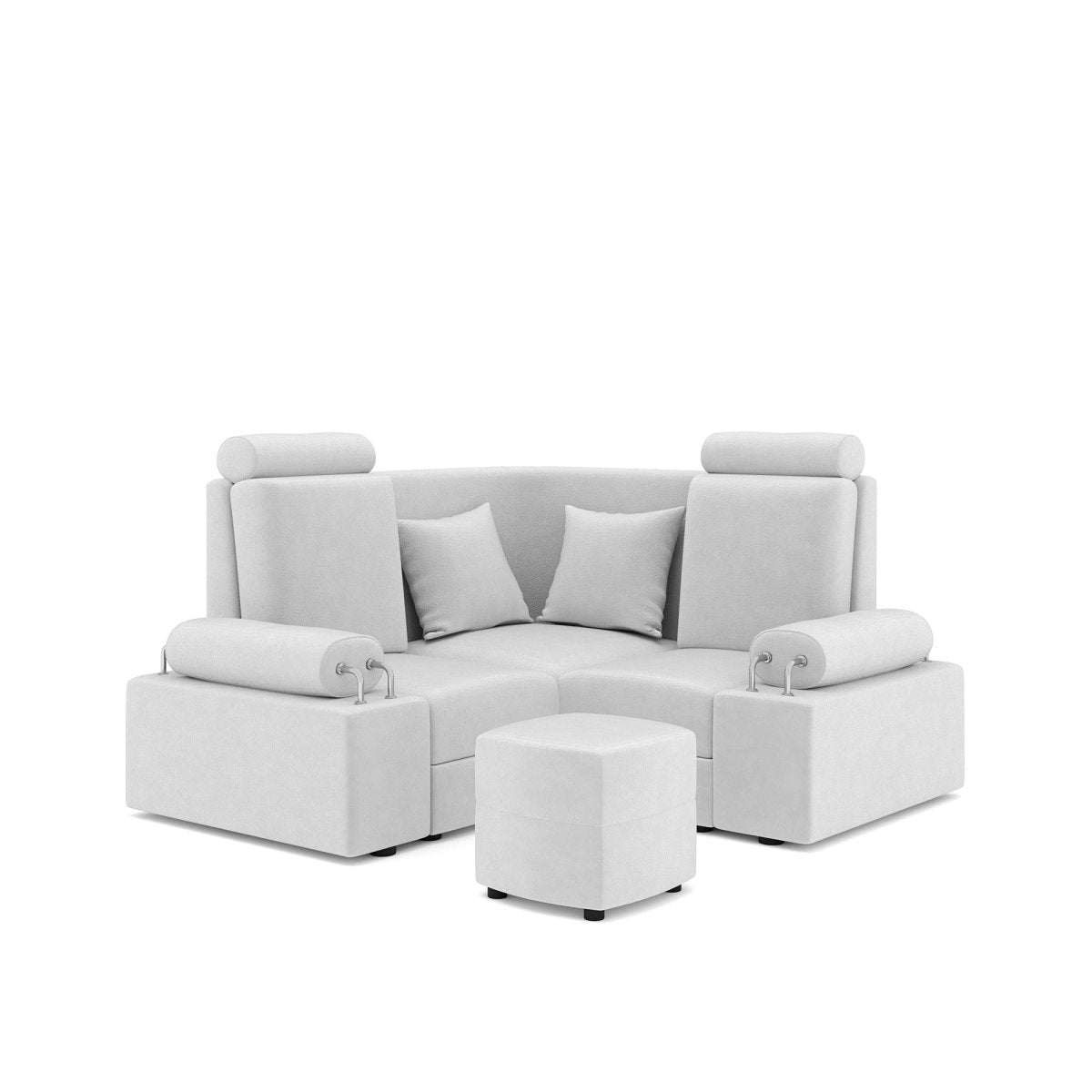 L Shape Corner Mini Sofa Series [Steel Handles] with Curved Box Moda - Sekar Lifestyle