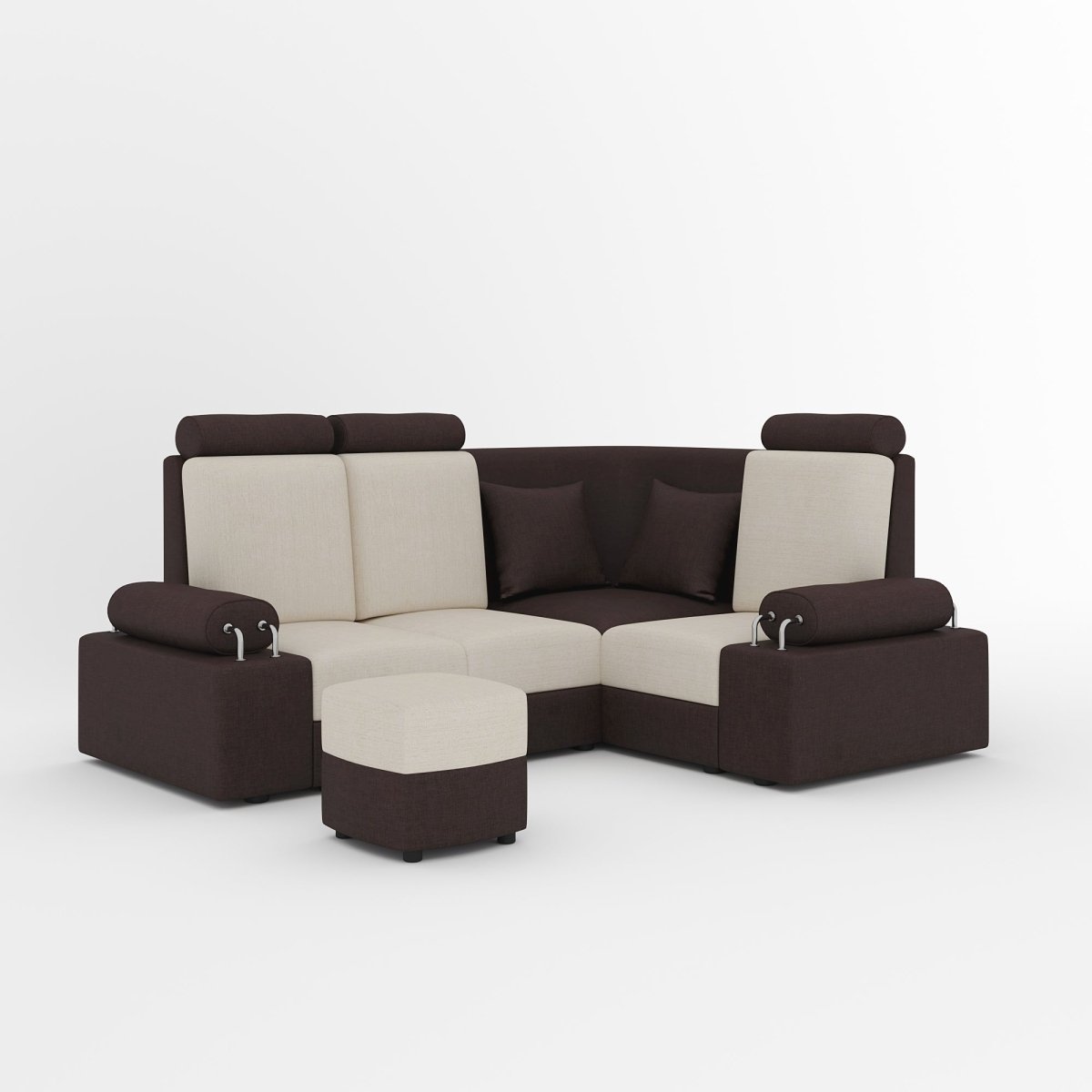 L Shape Corner Mini Sofa Series [Steel Handles] with Curved Box Moda - Sekar Lifestyle