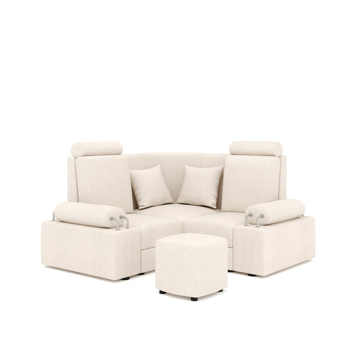 L Shape Corner Mini Sofa Series [Steel Handles] with Curved Box Moda - Sekar Lifestyle