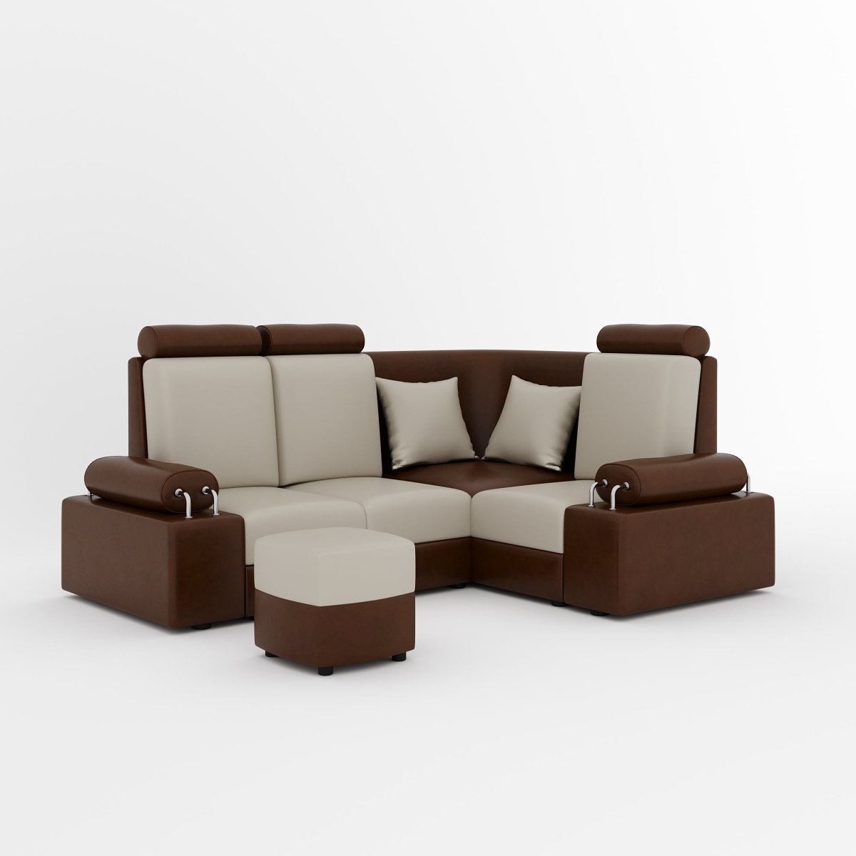 L Shape Corner Mini Sofa Series [Steel Handles] with Curved Box Moda - Sekar Lifestyle