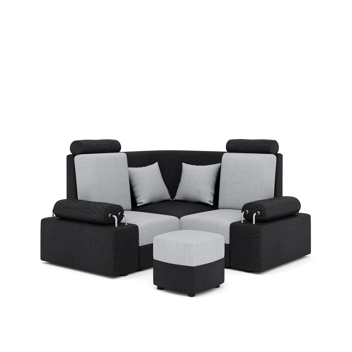 L Shape Corner Mini Sofa Series [Steel Handles] with Curved Box Moda - Sekar Lifestyle