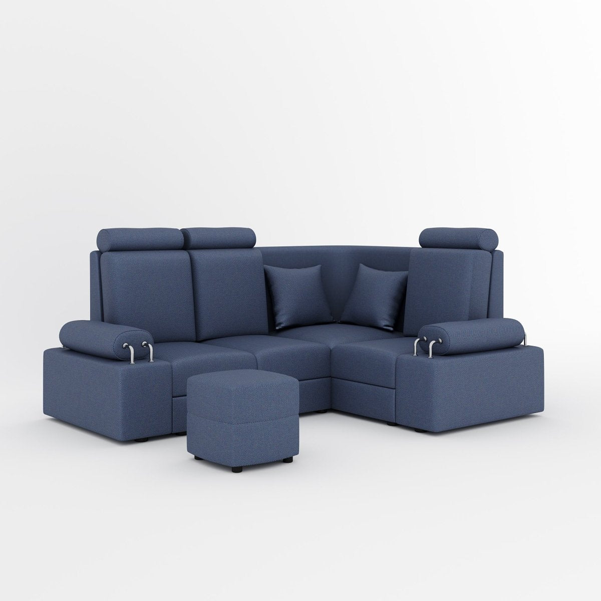 L Shape Corner Mini Sofa Series [Steel Handles] with Curved Box Moda - Sekar Lifestyle