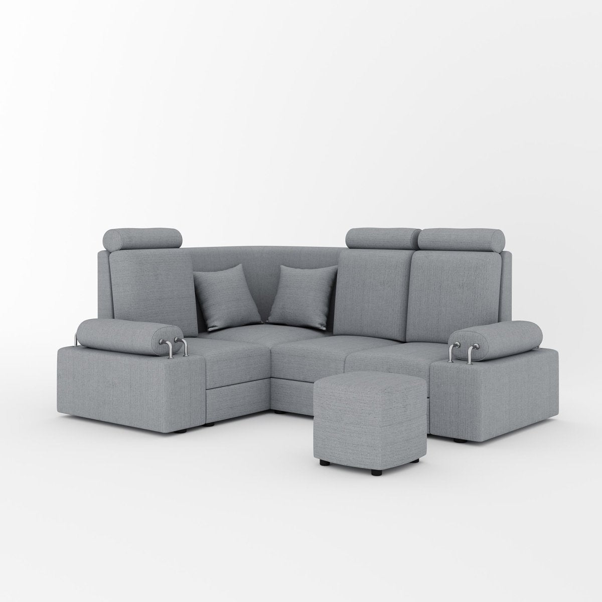 L Shape Corner Mini Sofa Series [Steel Handles] with Curved Box Moda - Sekar Lifestyle