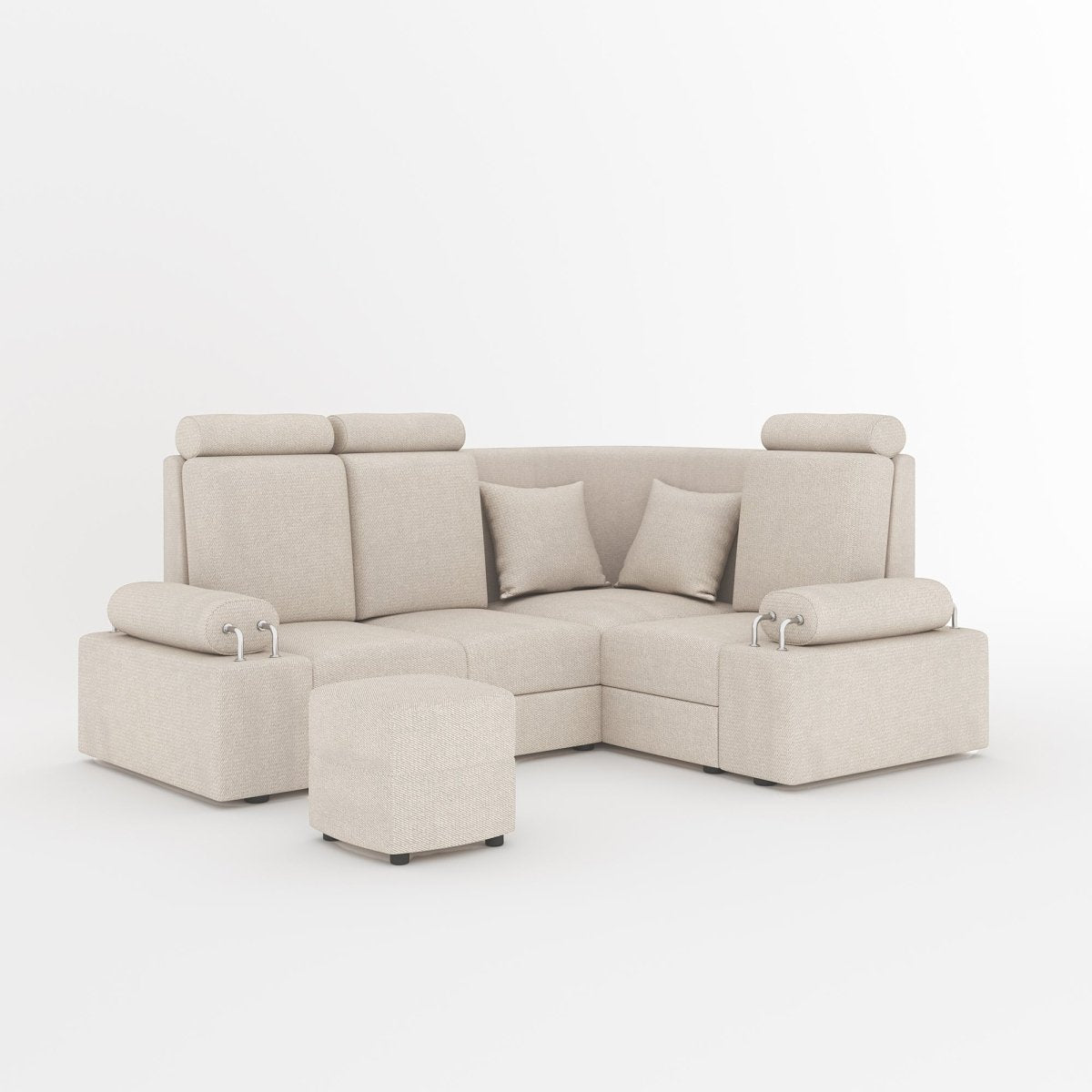 L Shape Corner Mini Sofa Series [Steel Handles] with Curved Box Moda - Sekar Lifestyle