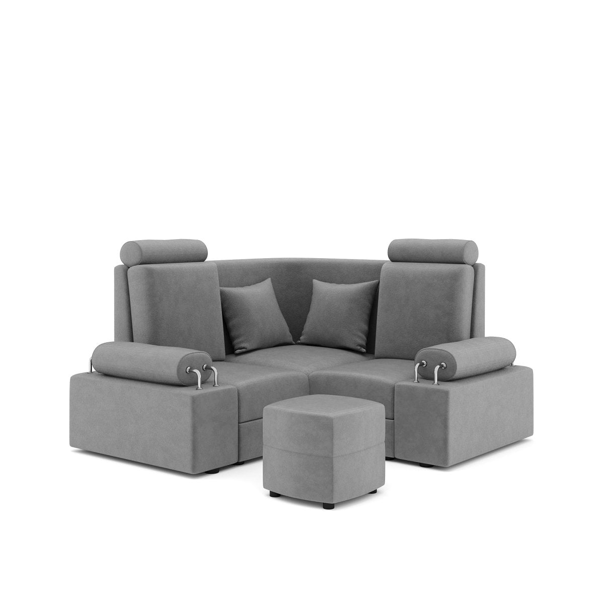 L Shape Corner Mini Sofa Series [Steel Handles] with Curved Box Moda - Sekar Lifestyle