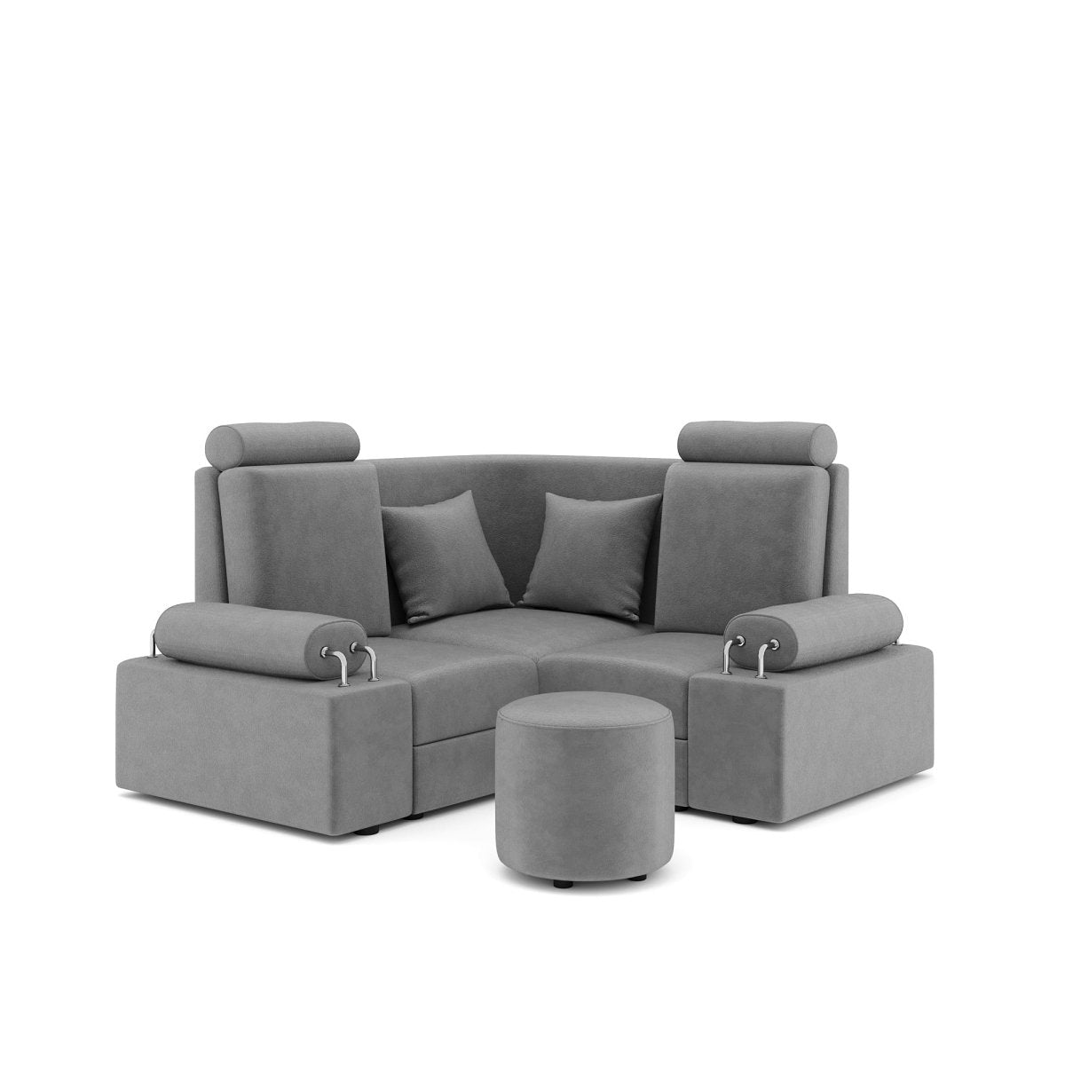 L Shape Corner Mini Sofa Series [Steel Handles] with Round Moda - Sekar Lifestyle