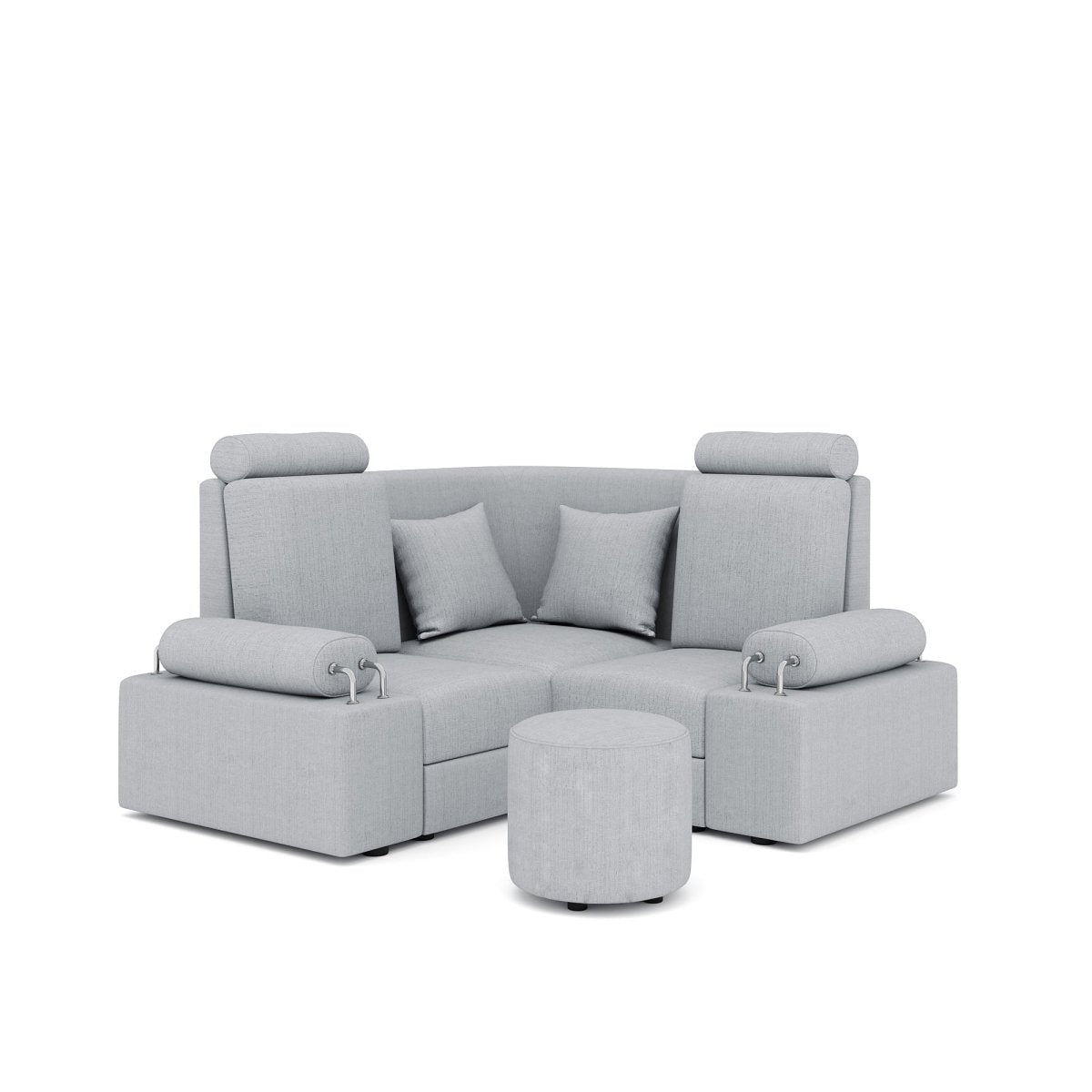 L Shape Corner Mini Sofa Series [Steel Handles] with Round Moda - Sekar Lifestyle