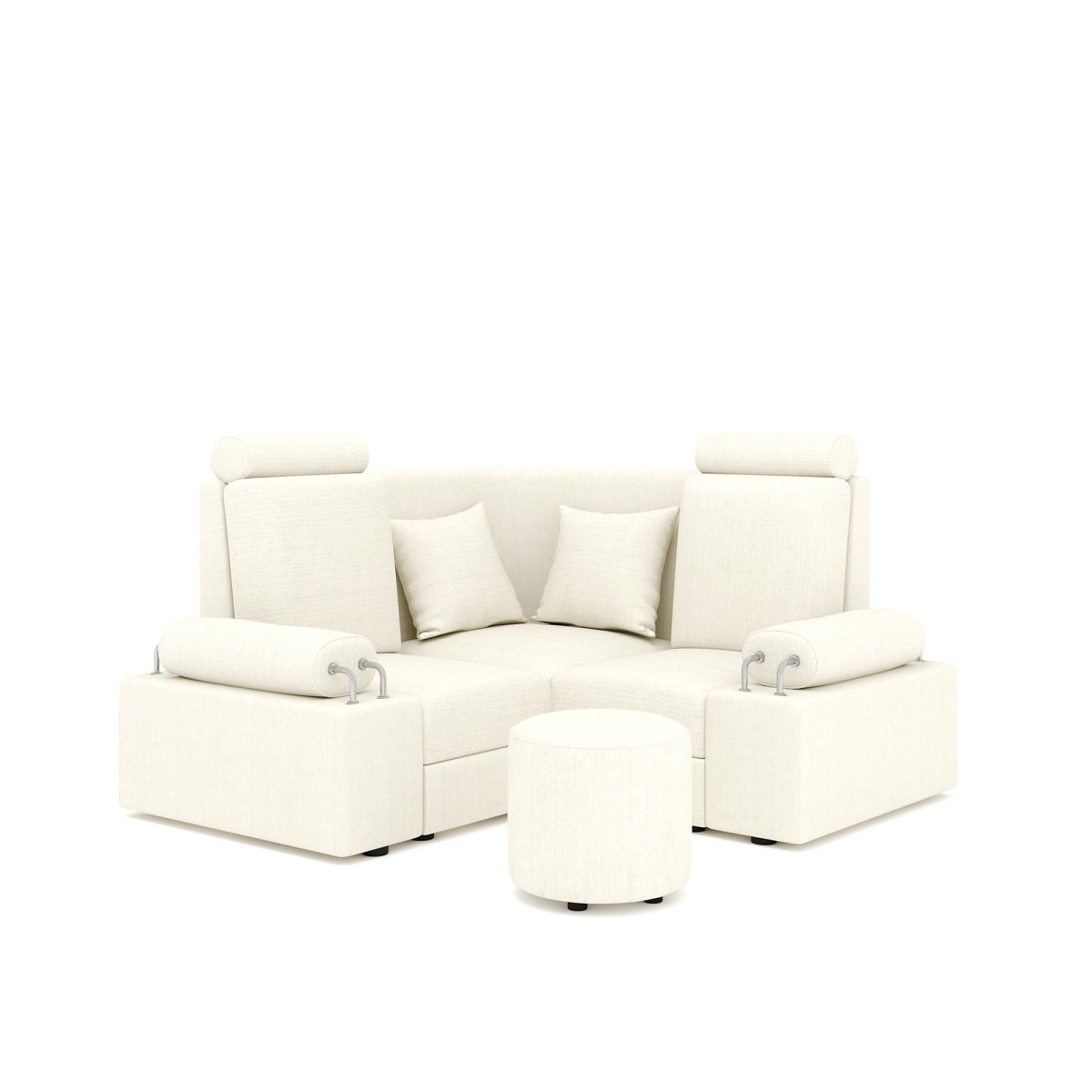 L Shape Corner Mini Sofa Series [Steel Handles] with Round Moda - Sekar Lifestyle