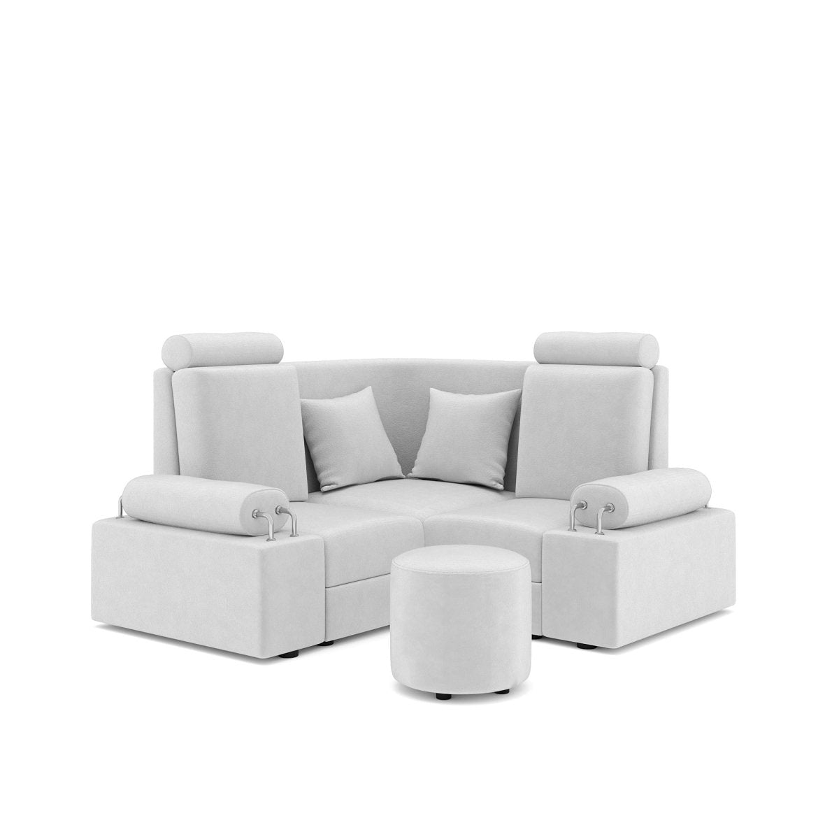 L Shape Corner Mini Sofa Series [Steel Handles] with Round Moda - Sekar Lifestyle