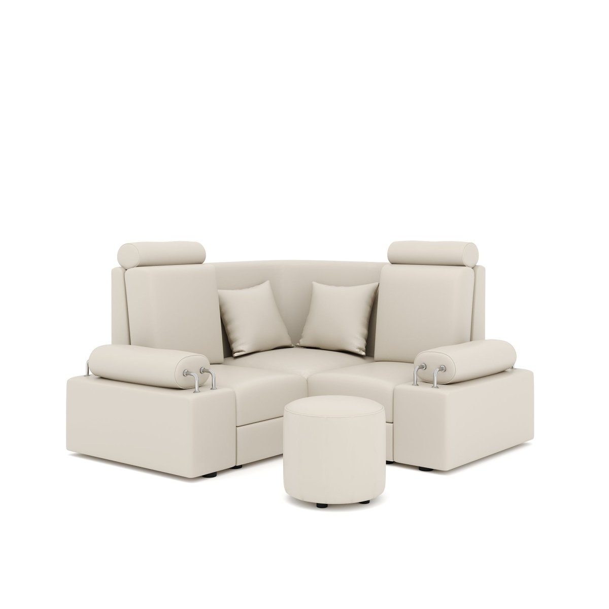 L Shape Corner Mini Sofa Series [Steel Handles] with Round Moda - Sekar Lifestyle