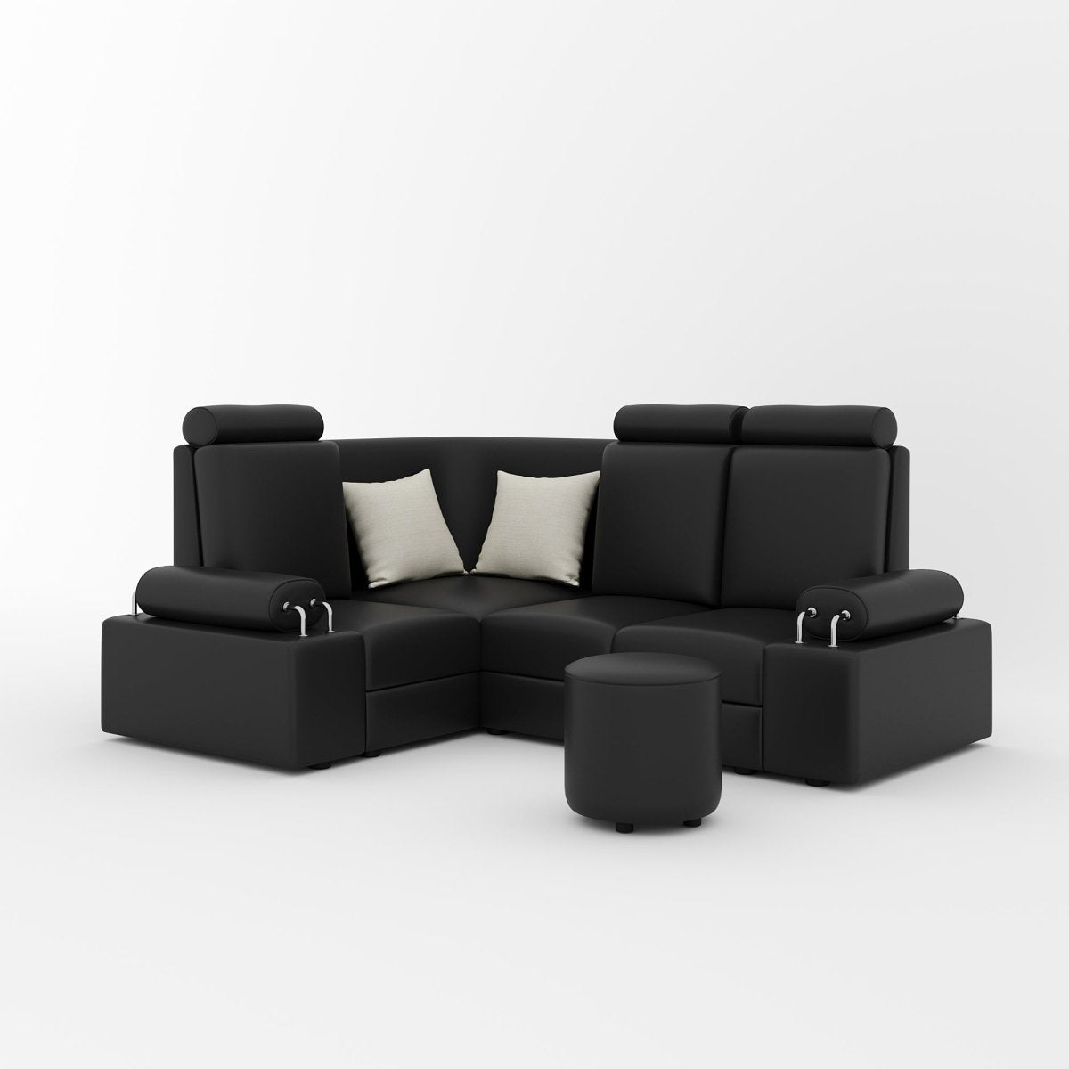 L Shape Corner Mini Sofa Series [Steel Handles] with Round Moda - Sekar Lifestyle