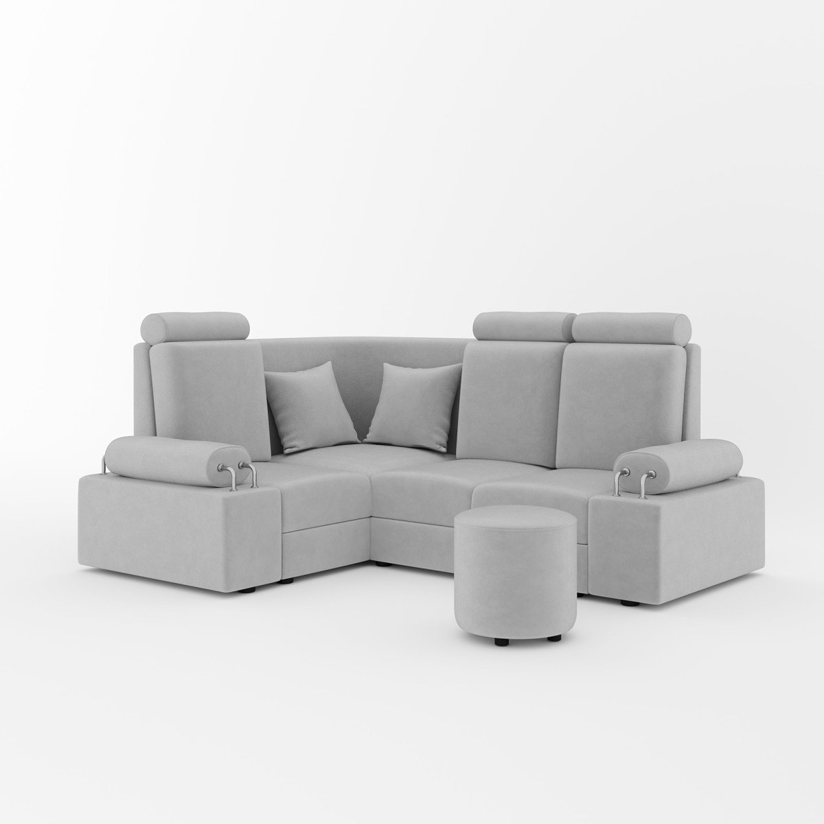 L Shape Corner Mini Sofa Series [Steel Handles] with Round Moda - Sekar Lifestyle