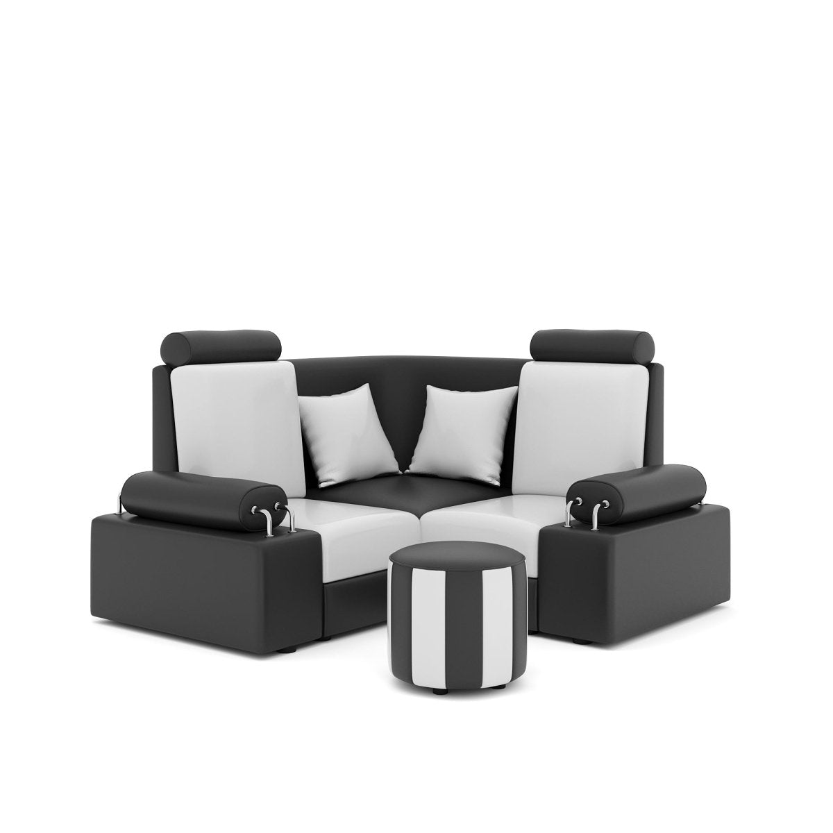 L Shape Corner Mini Sofa Series [Steel Handles] with Round Moda - Sekar Lifestyle