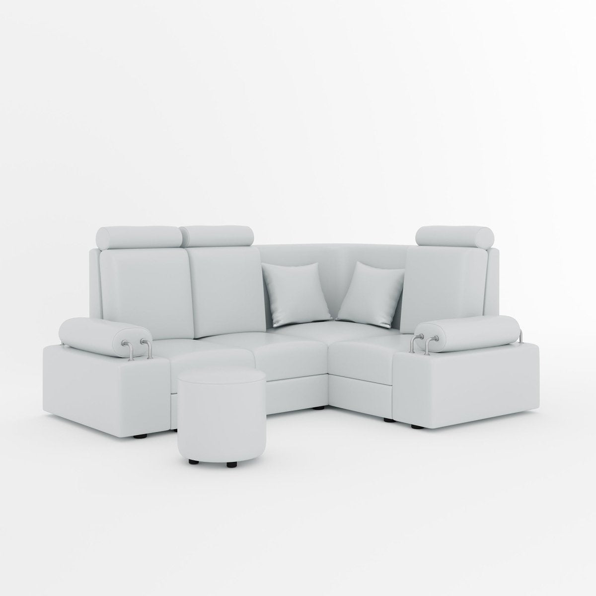 L Shape Corner Mini Sofa Series [Steel Handles] with Round Moda - Sekar Lifestyle