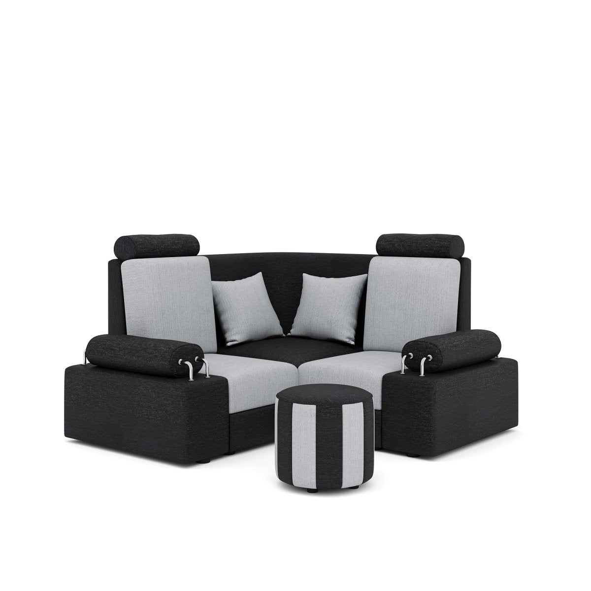 L Shape Corner Mini Sofa Series [Steel Handles] with Round Moda - Sekar Lifestyle