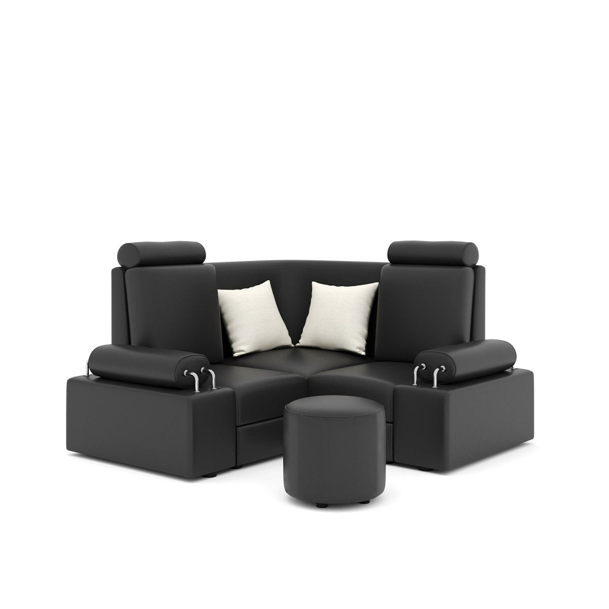 L Shape Corner Mini Sofa Series [Steel Handles] with Round Moda - Sekar Lifestyle