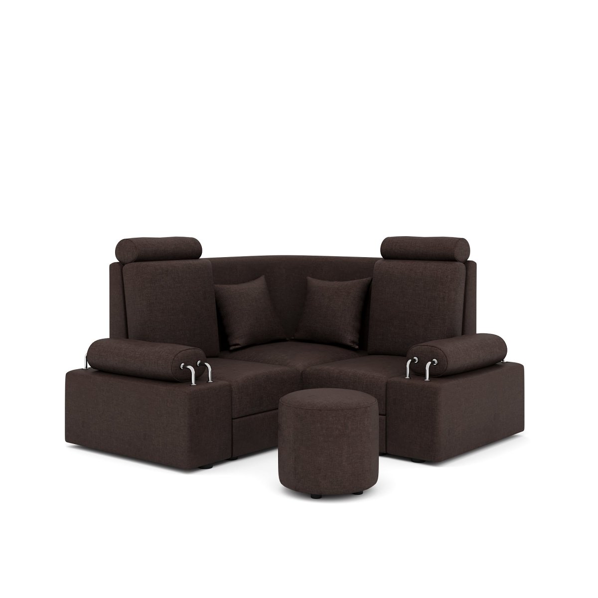 L Shape Corner Mini Sofa Series [Steel Handles] with Round Moda - Sekar Lifestyle