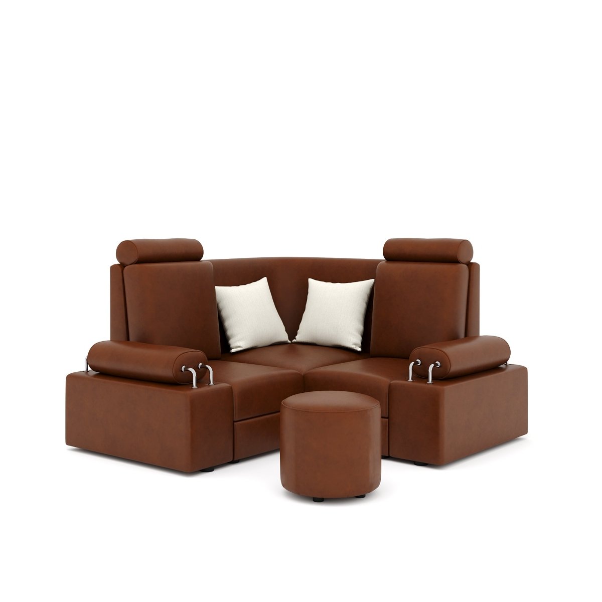 L Shape Corner Mini Sofa Series [Steel Handles] with Round Moda - Sekar Lifestyle