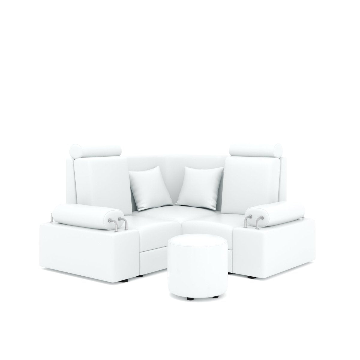 L Shape Corner Mini Sofa Series [Steel Handles] with Round Moda - Sekar Lifestyle