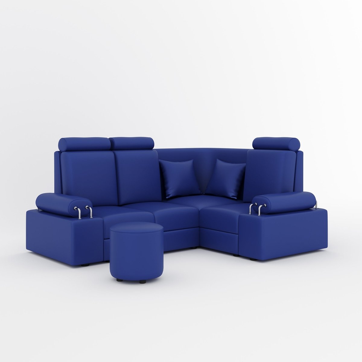 L Shape Corner Mini Sofa Series [Steel Handles] with Round Moda - Sekar Lifestyle