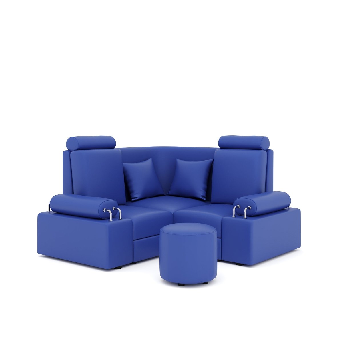 L Shape Corner Mini Sofa Series [Steel Handles] with Round Moda - Sekar Lifestyle