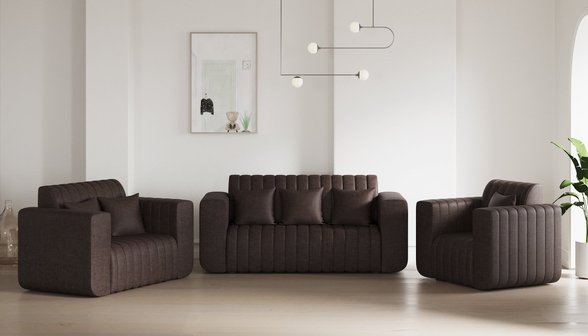 Luxury Series with Fiberfill Pillows Fabric Sofa Set - Sekar Lifestyle