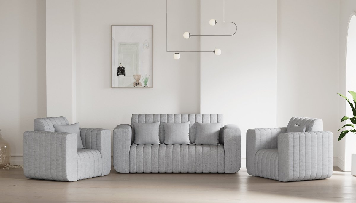 Luxury Series with Fiberfill Pillows Fabric Sofa Set - Sekar Lifestyle