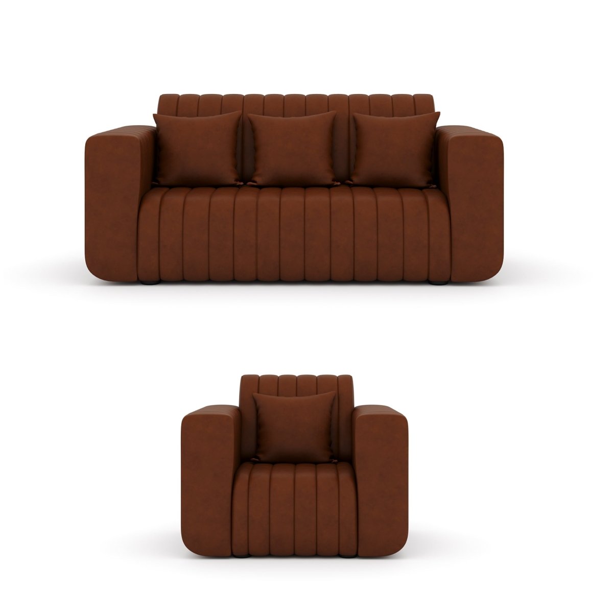 Luxury Series with Fiberfill Pillows Leatherette Sofa Set - Sekar Lifestyle