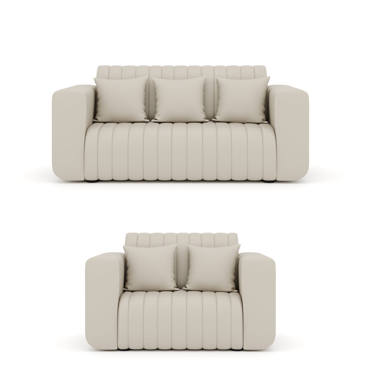 Luxury Series with Fiberfill Pillows Leatherette Sofa Set - Sekar Lifestyle
