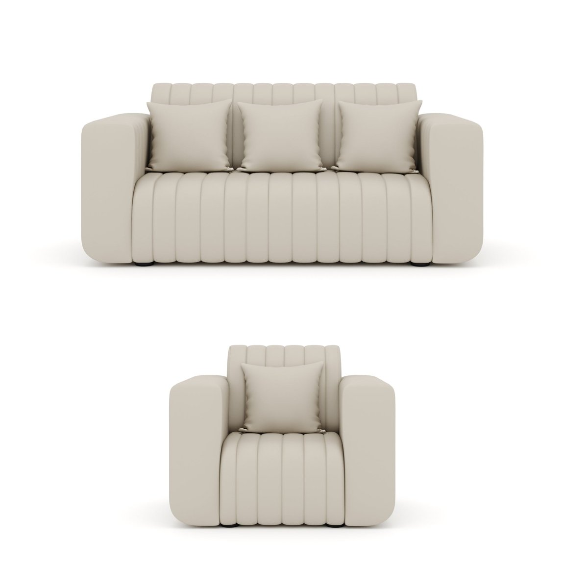 Luxury Series with Fiberfill Pillows Leatherette Sofa Set - Sekar Lifestyle