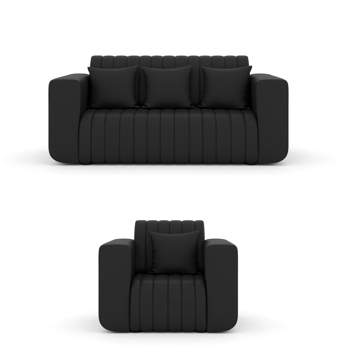 Luxury Series with Fiberfill Pillows Leatherette Sofa Set - Sekar Lifestyle