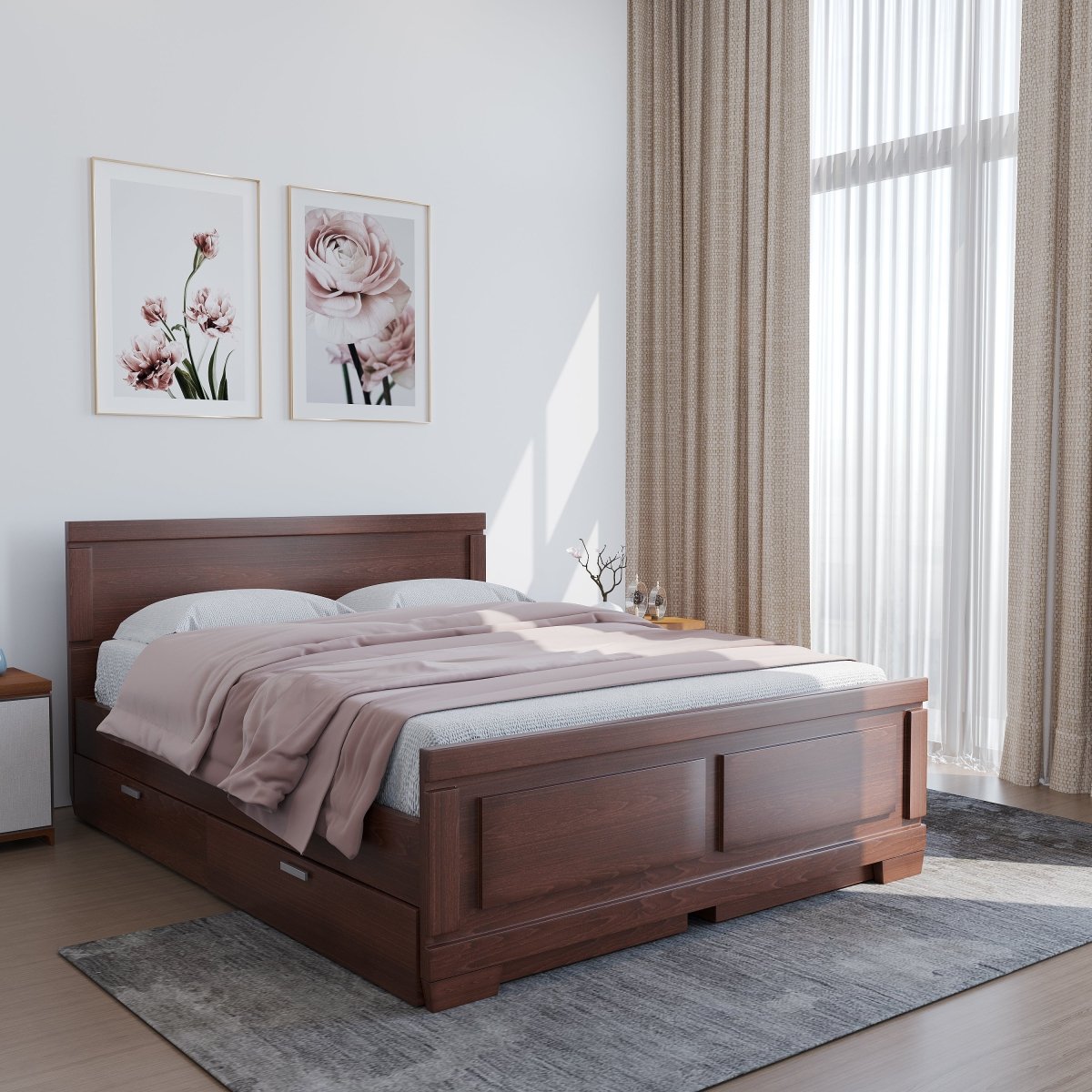 Solidwood Rectangle Series Bed - Sekar Lifestyle