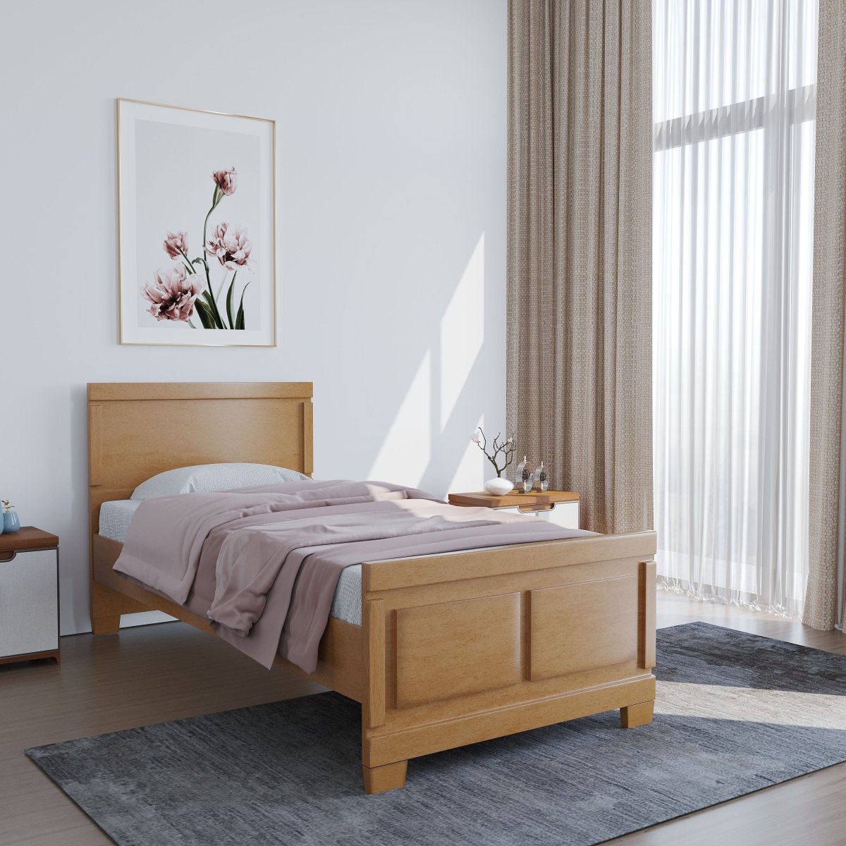 Solidwood Rectangle Series Bed - Sekar Lifestyle