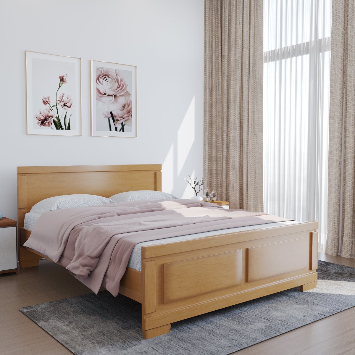 Solidwood Rectangle Series Bed - Sekar Lifestyle