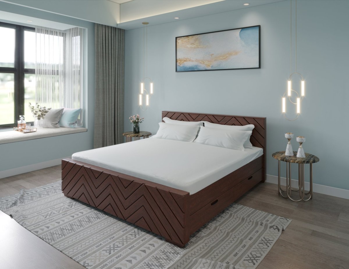 Solidwood Zigzag Series Bed - Sekar Lifestyle