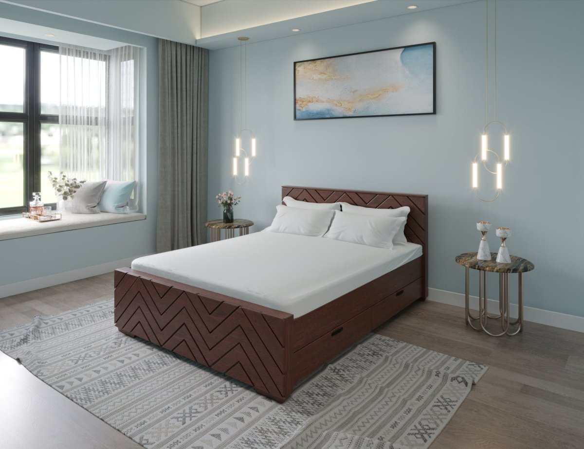 Solidwood Zigzag Series Bed - Sekar Lifestyle