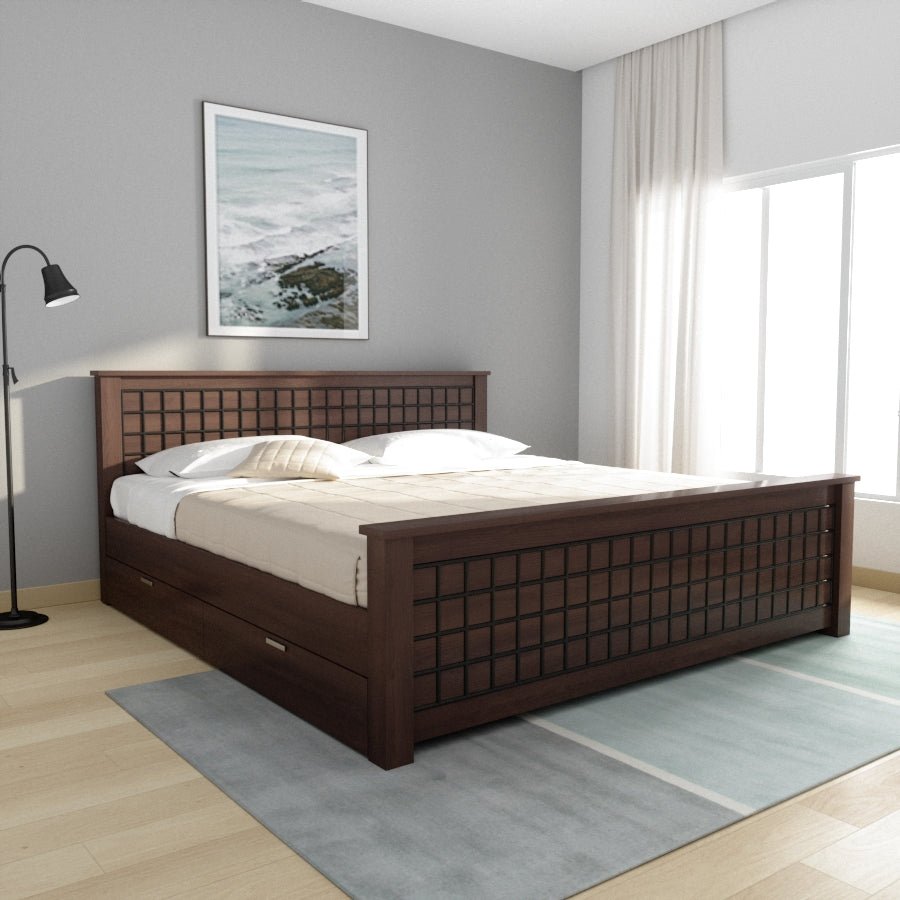 Teak Wood Block Series Bed - Sekar Lifestyle