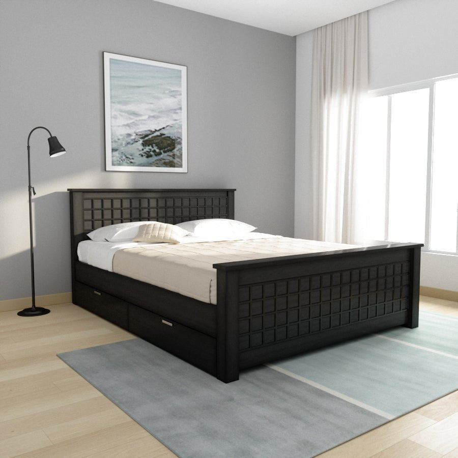 Teak Wood Block Series Bed - Sekar Lifestyle