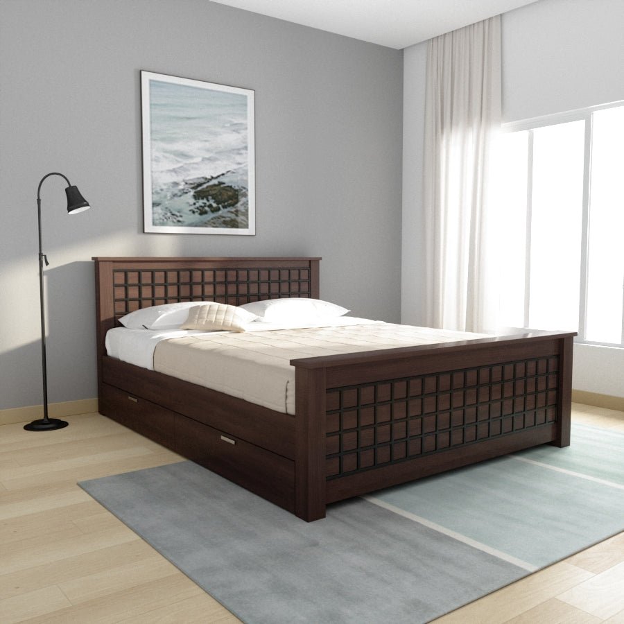 Teak Wood Block Series Bed - Sekar Lifestyle
