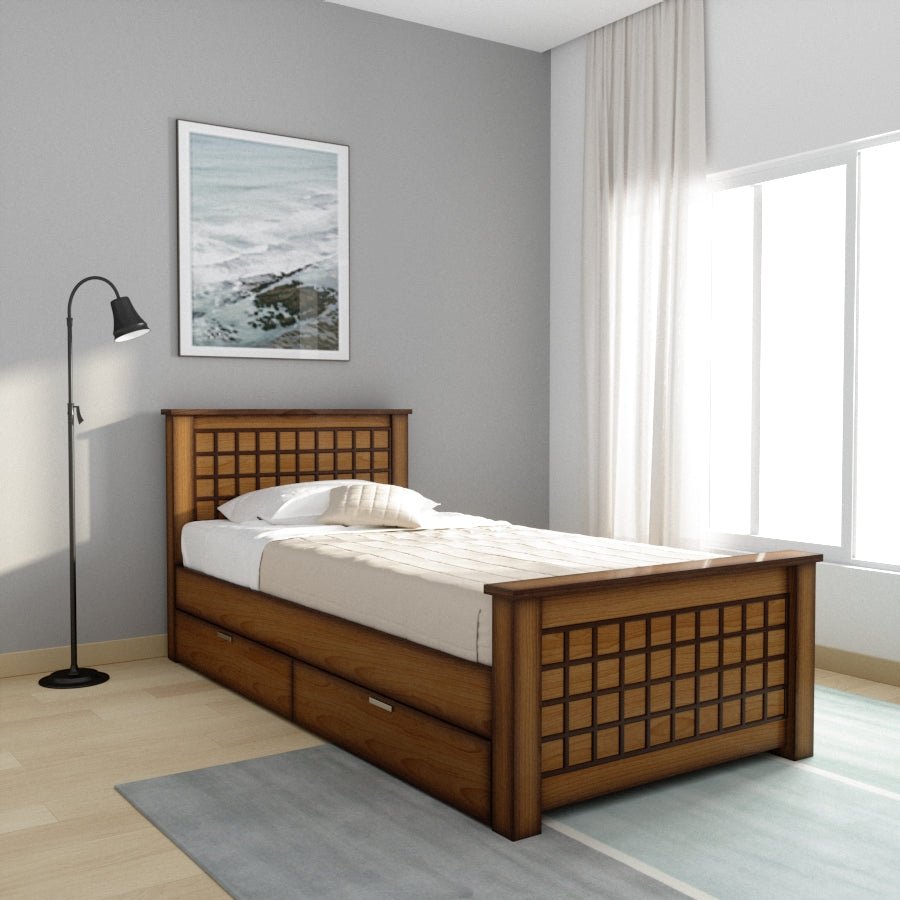 Teak Wood Block Series Bed - Sekar Lifestyle