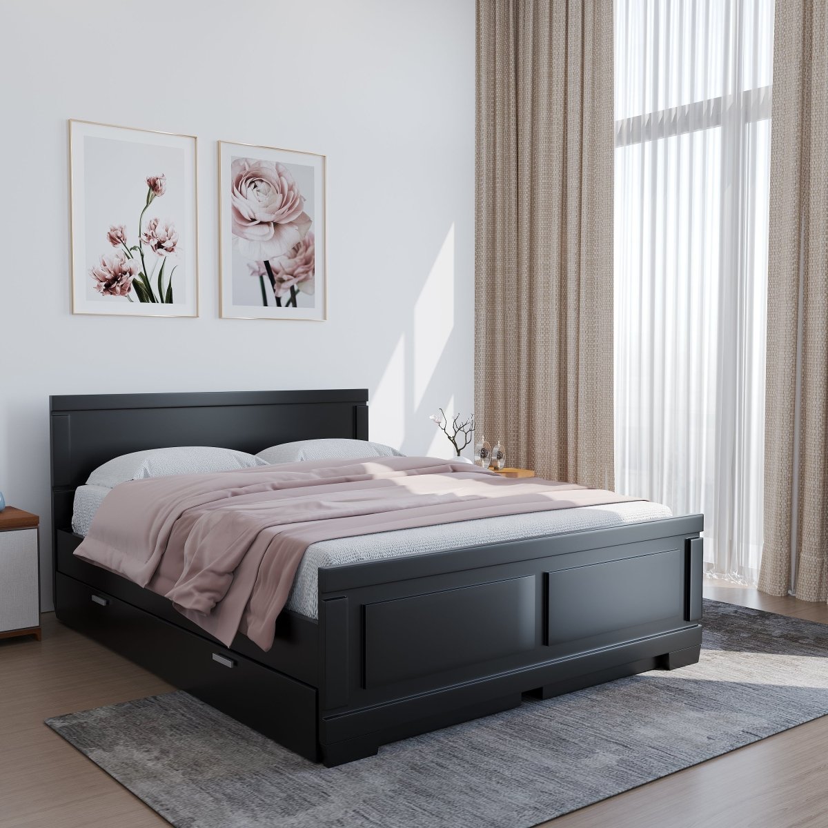 Teak Wood Rectangle Series Bed - Sekar Lifestyle