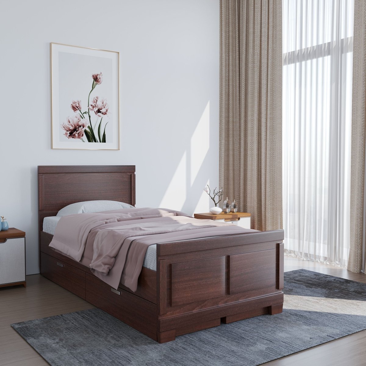 Teak Wood Rectangle Series Bed - Sekar Lifestyle