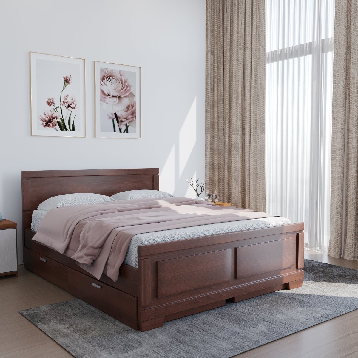 Teak Wood Rectangle Series Bed - Sekar Lifestyle