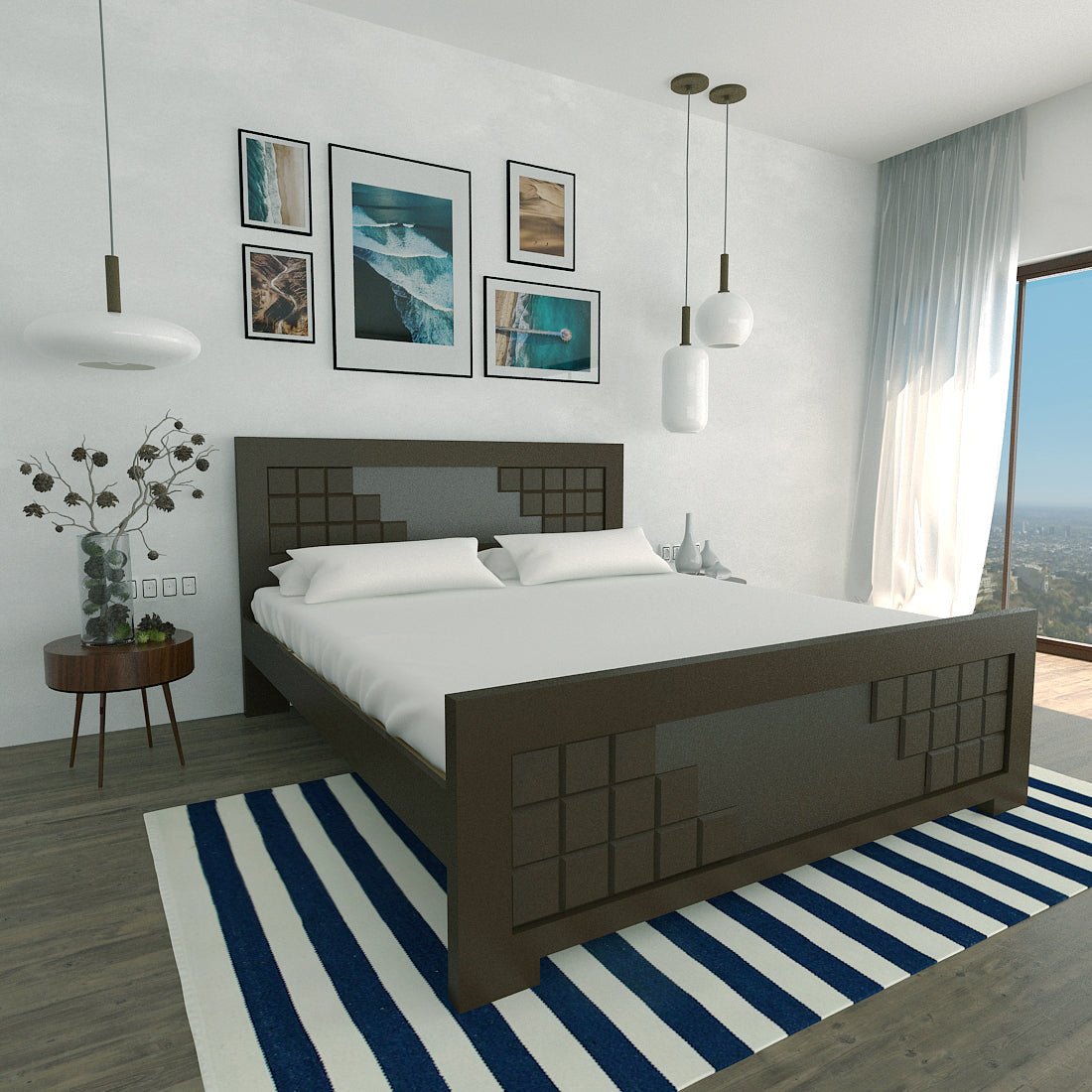 Teak Wood Square Series Bed - Sekar Lifestyle