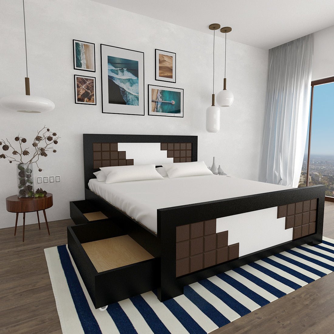 Teak Wood Square Series Bed - Sekar Lifestyle