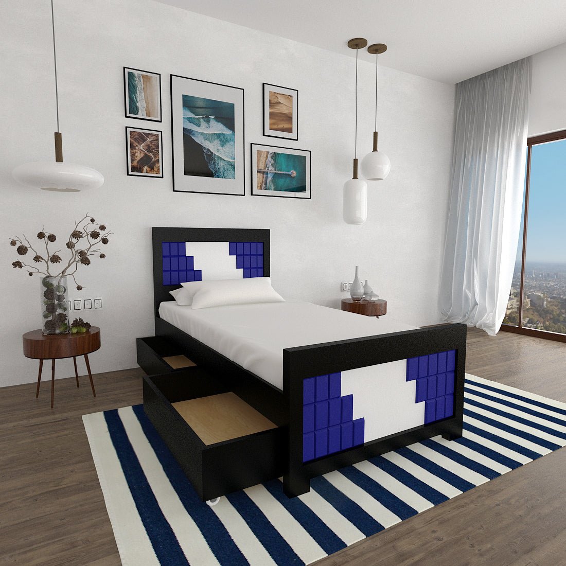 Teak Wood Square Series Bed - Sekar Lifestyle