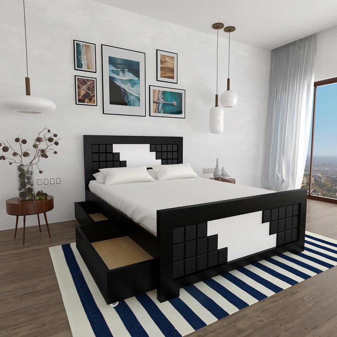 Teak Wood Square Series Bed - Sekar Lifestyle